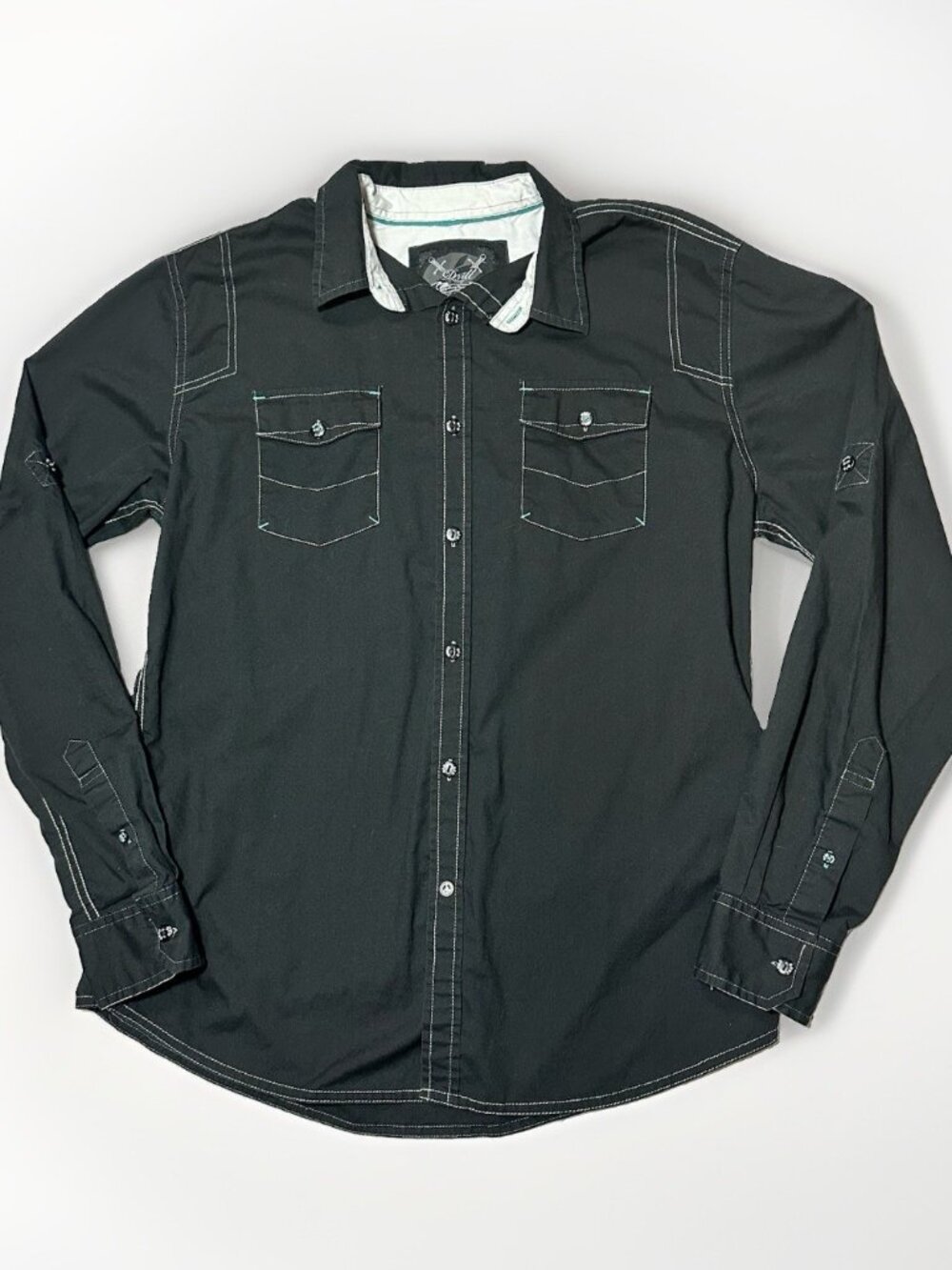 Drill Clothing Co Shirt Men’s M Black Long Sleeve Button Up Contrast Stitch